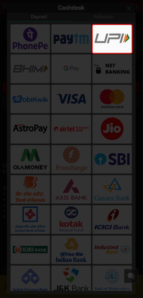 Choose particular and convenient payment platform on the pin-up.
